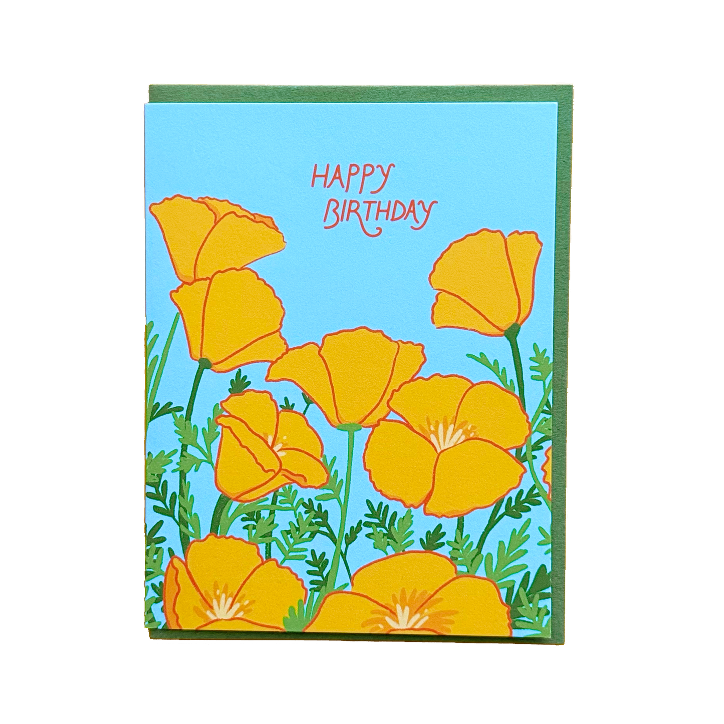 Poppies Happy Birthday Greeting Card