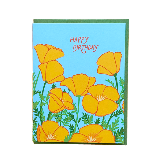 Poppies Happy Birthday Greeting Card