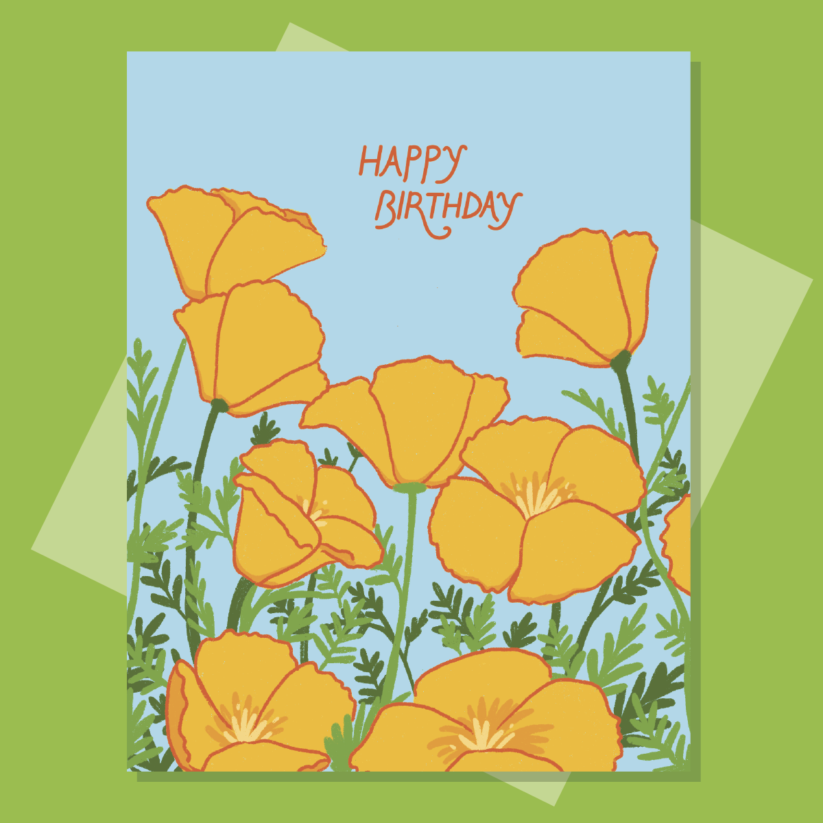 Poppies Happy Birthday Greeting Card