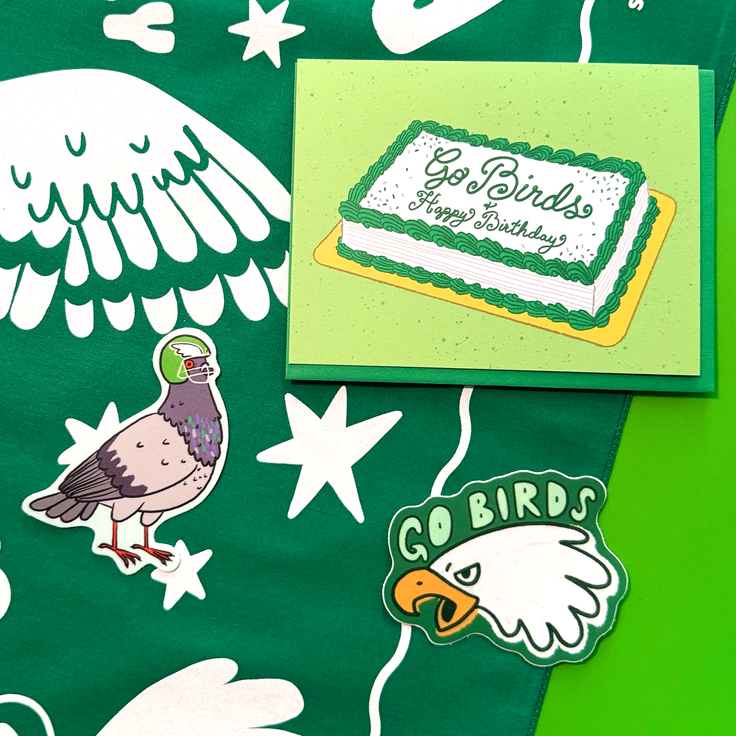 Go Birds Cake Happy Birthday Greeting Card