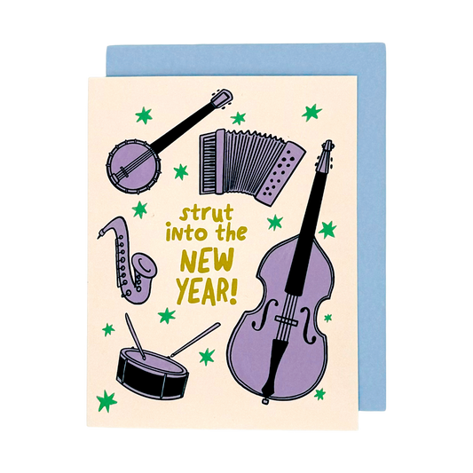 Strut into the New Year Mummers Greeting Card