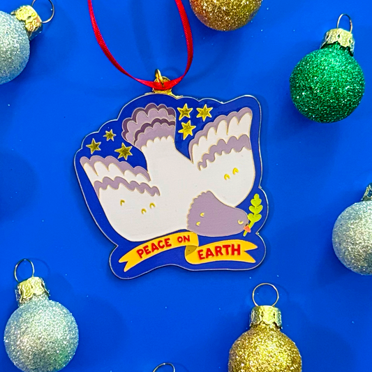 Pigeon Peace on Earth Enamel Ornament