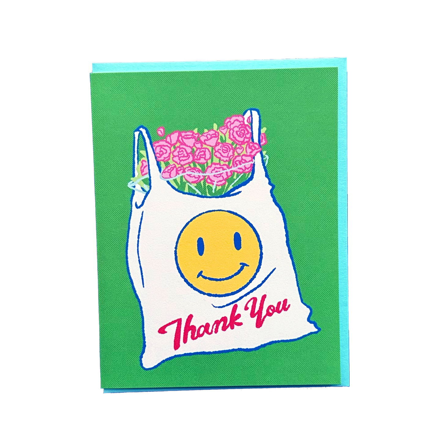 Plastic Bag and Flowers Thank You Greeting Card