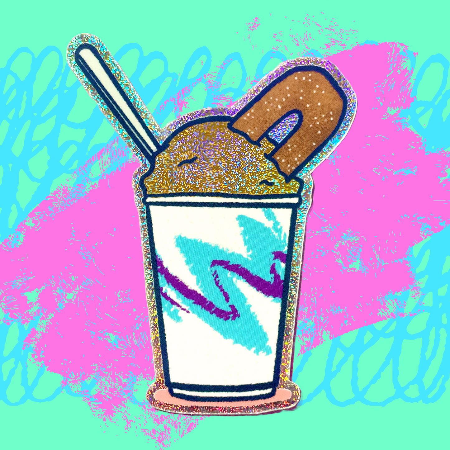 Glitter Philly Water Ice and Pretzel Sticker