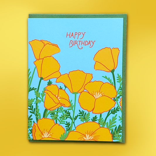 Poppies Happy Birthday Greeting Card