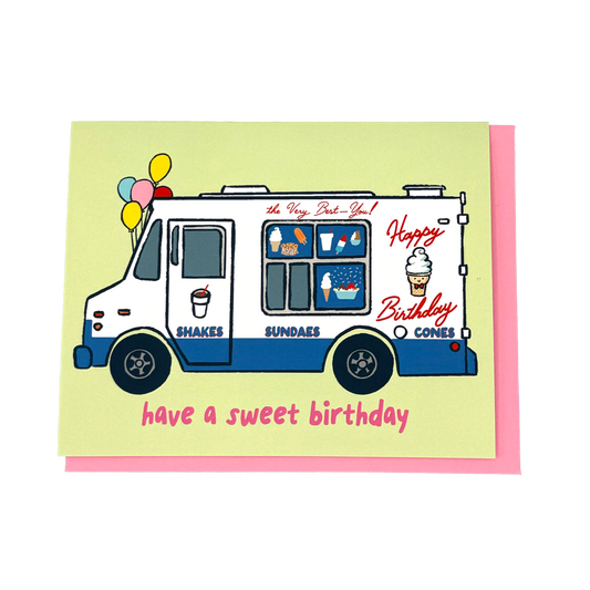 Ice Cream Truck Happy Birthday Card