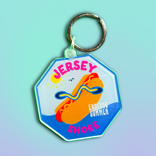 Jersey Shore Beach Badge Acrylic Keychain