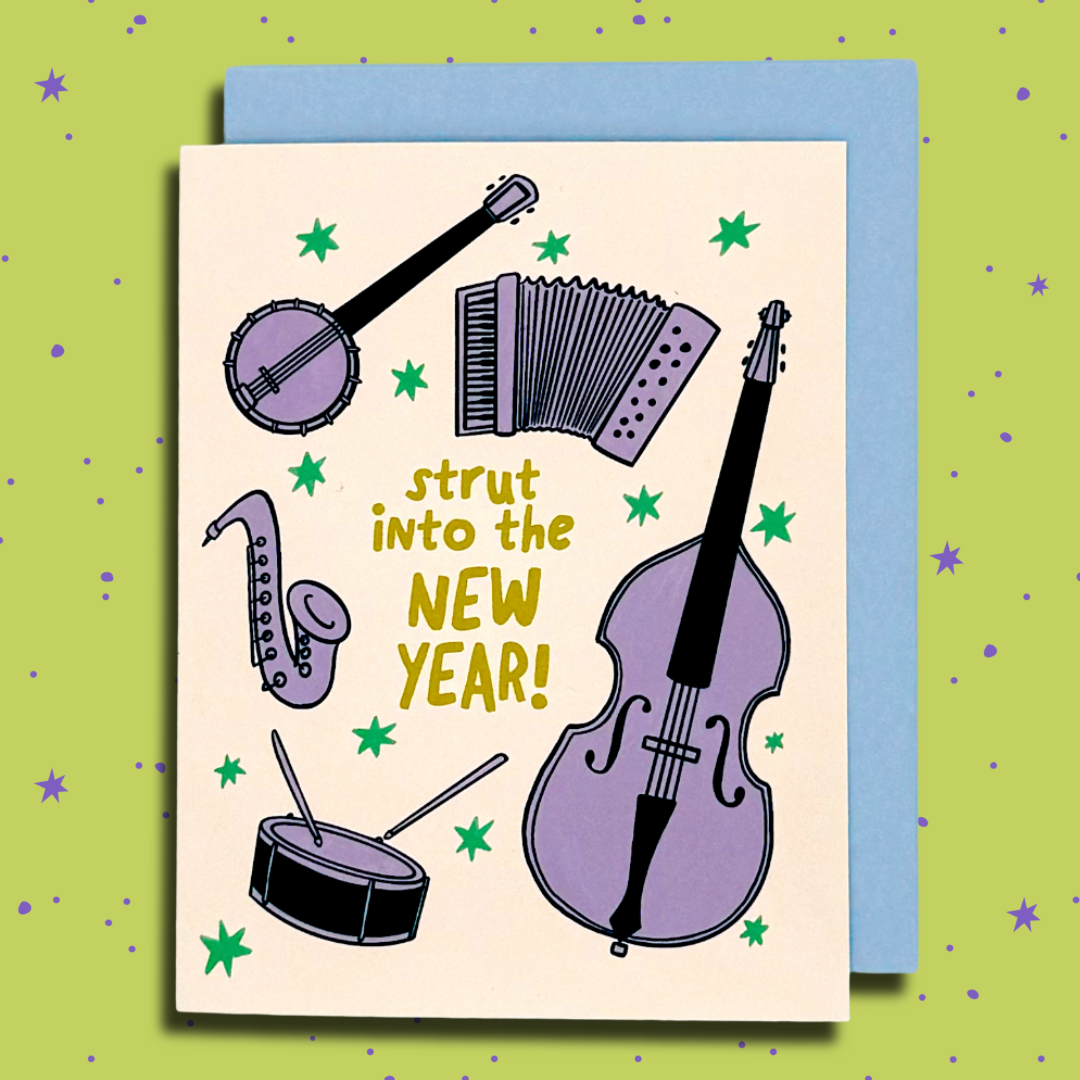 Strut into the New Year Mummers Greeting Card