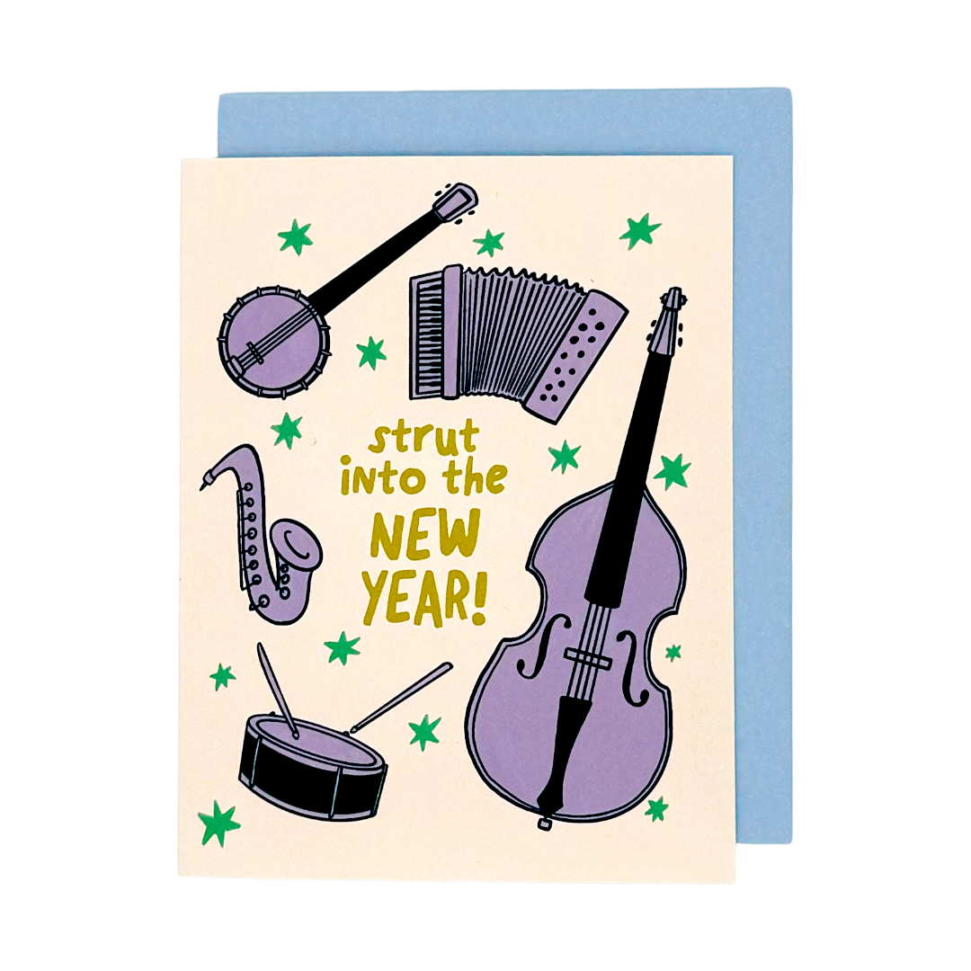 Strut into the New Year Mummers Greeting Card