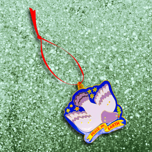 Pigeon Peace on Earth Enamel Ornament