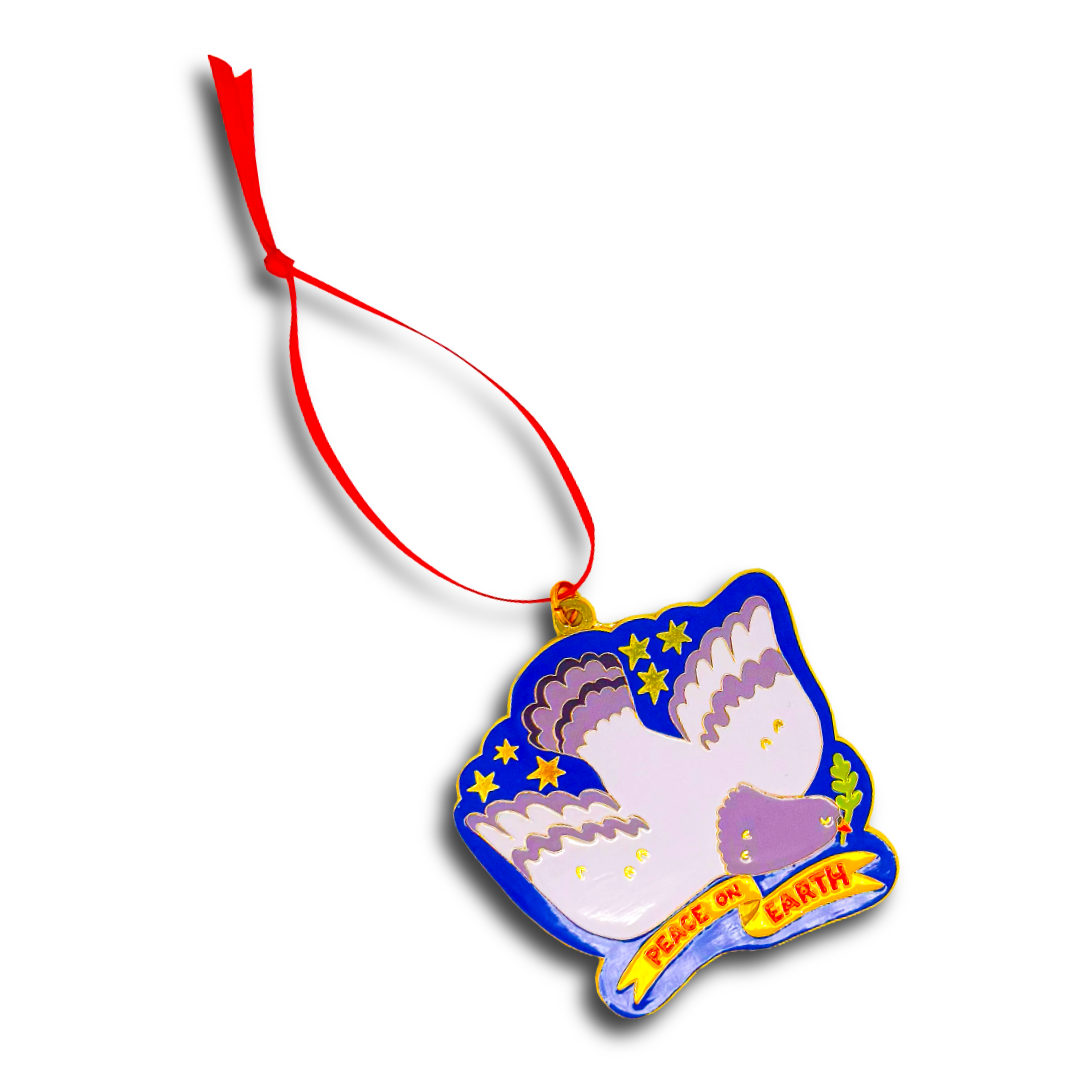 Pigeon Peace on Earth Enamel Ornament